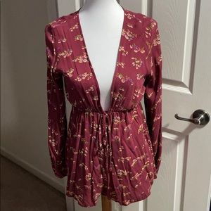 Honey Punch Maroon Floral Romper